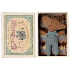 Sleepy wakey baby mouse in matchbox - Blue