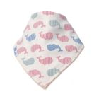 Printed Whale Spot and Stripe Ash Rose Bandana Bib