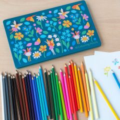 36 Colouring Pencils in a Tin Fairies in the Garden