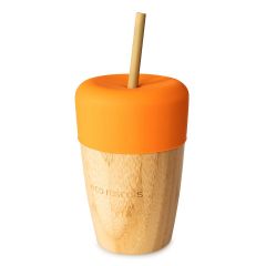 Eco Rascals Bamboo Tall Cup with Bamboo Straws - Orange
