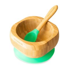 Eco Rascals Bamboo Bowl & Spoon - Green