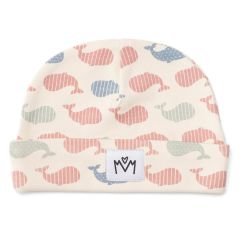 Beanie Hat - Whales Spot and Stripe Ash Rose