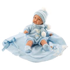 Joel Crying Doll with Blue Blanket
