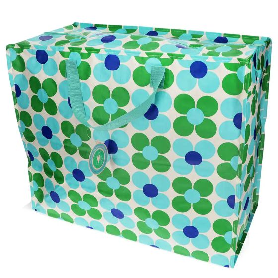 Jumbo Storage Bag - Blue and Green Daisy