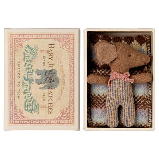 Sleepy wakey baby mouse in matchbox - Rose