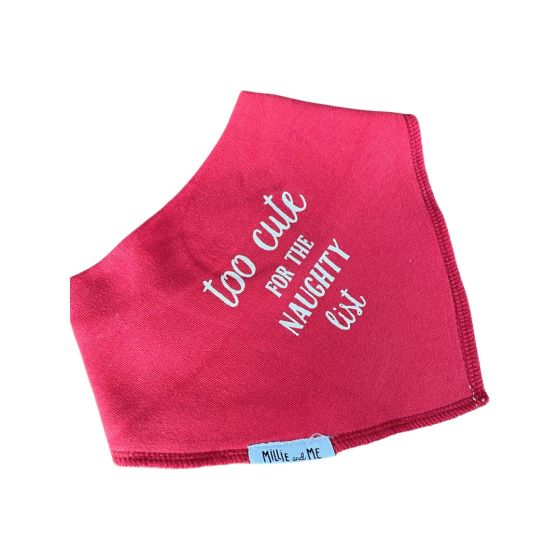 Bandana Bib - Too Cute on Red